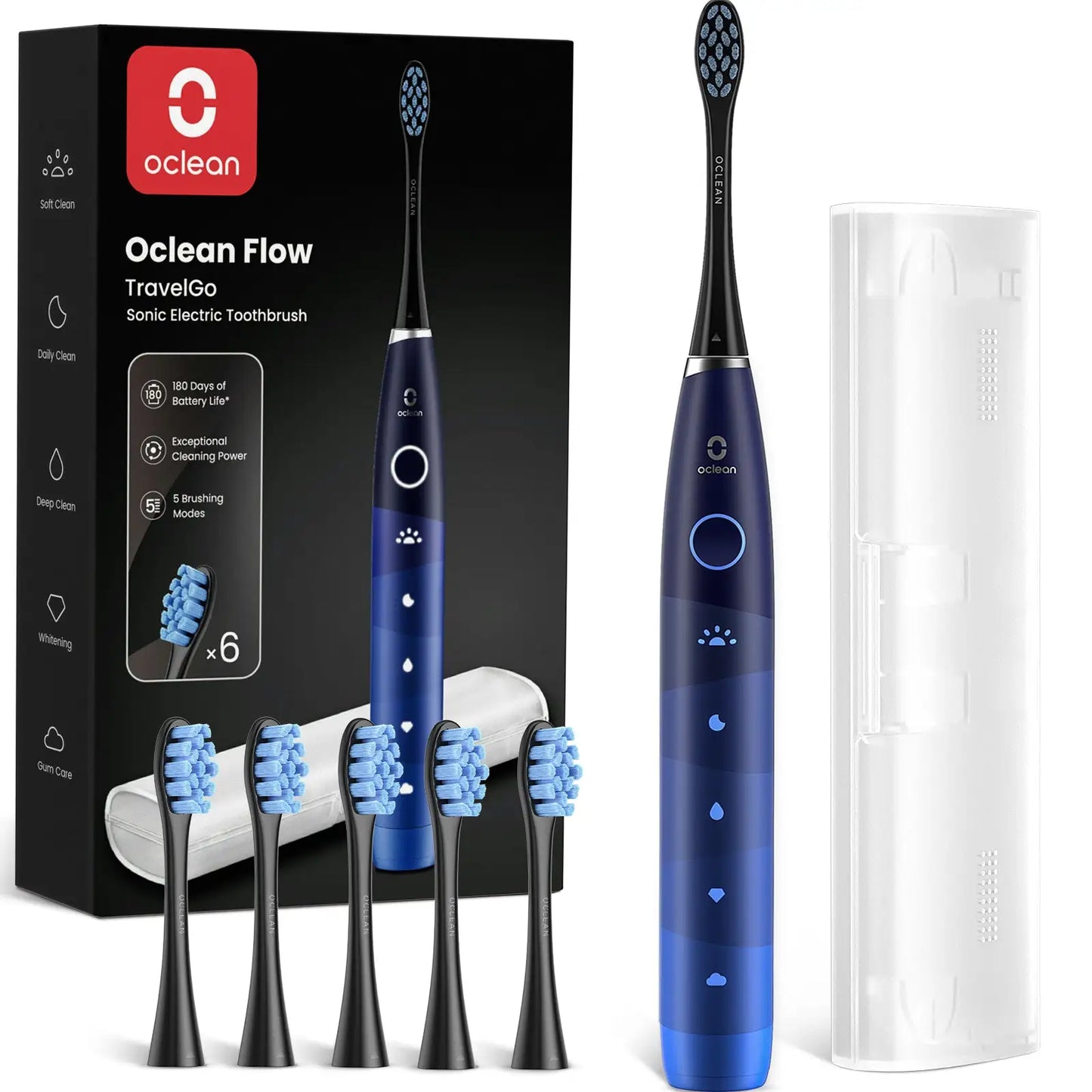 Cepillo de Dientes Eléctrico Sónico Oclean Flow TravelGo Set - Azul Con Caja